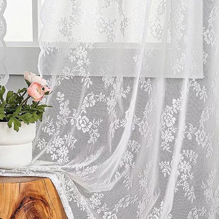 ING 2 Vintage pitsiverhot - Aaltoileva valkoinen - 140*100 cm