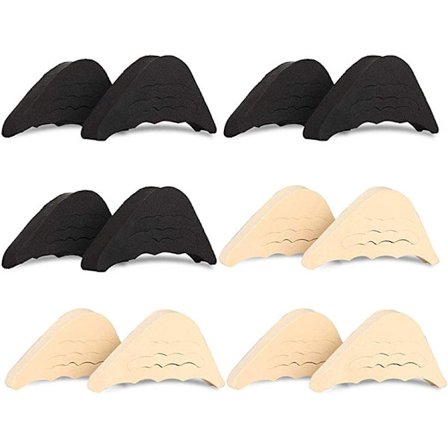 6 par sko fyld sko puder tå indlægssåler forfod/tå indlægssåler smertelindring pude til overdimensionerede sko (sort og nøgen)