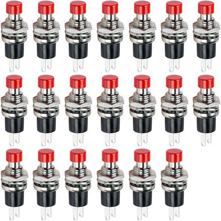 Mini Trykknap Momentary Kontakter, Ampper 2 Ben Tænd Sluk 1A 250V AC 7MM Rund SPST Normalt Lukket Momentary Trykknap Kontakter