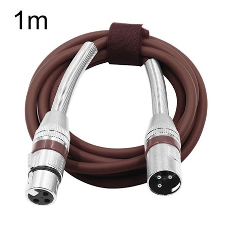 3-pin XLR hann til hunn pluggkontakt mikrofon lydforlengelseskabel (brun, 1m)
