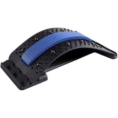 Rygstrækker Lændestøtte Enhed - Lindrer Rygsmerter, Rygsøjlemassage, Diskusprolaps, Iskias, Skoliose - Kiropraktisk Massageapparat Rygmassage Blå