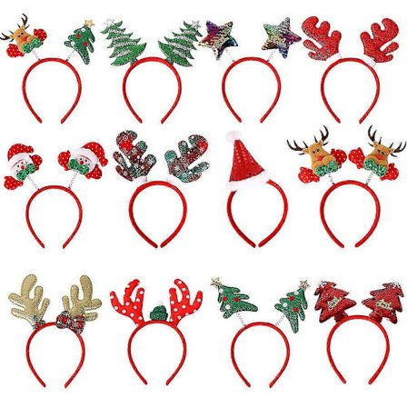 12 stk. Julepandebånd Rensdyr Gevir Pandebånd Juletræ Hårbånd Til Børn Kvinder Jul Hårtilbehør Festartikler