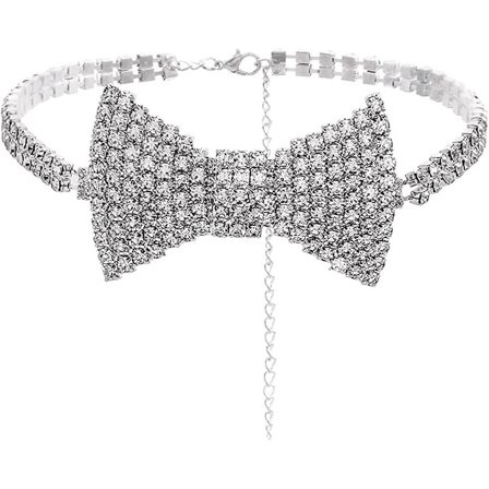 Strass Halsband, Silver Crystal Ring Halsband, Glittrande Festdekorationer