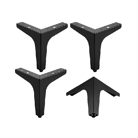 (Sort) 4 metalmøbelben, 4 " 10 cm trekantede møbelben til sofa, sofabord, tv-skab og andre møbelben.