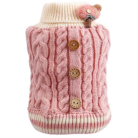 Kattsweater Bedårande Husdjurskostym för Höst Vinter Värme Komfort Rosa 32X22CM 1st
