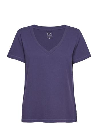 100% Organic Cotton Vintage V-Neck T-Shirt Purple GAP