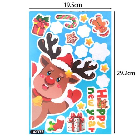 Glædelig Jul Dekoration Væg Vindue Sticker Julemand Snemand Rensdyr Dobbeltsidet Mønster Vinduesmærkat Til Hjemmet 2024 Julepynt (FMY)