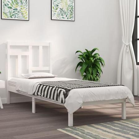 Vidaxl Sängram Vit Massivt Trä 75x190 Cm Vit