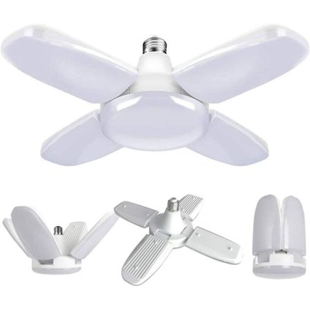 LED-garagelampa, 60 W justerbar 4-panel deformerbar verkstadslampa, LED-taklampa för garage, lager, verkstad, källare, gym, kök (1-pack)