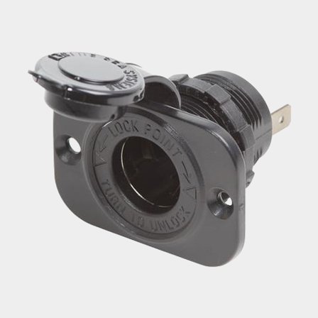 Cigarette socket Blue Sea Systems Dash Socket With Watertight Cap, flush-mounted, rectangular, Ø28.58 mm, 12 V, 15 A, with thread + cable lock