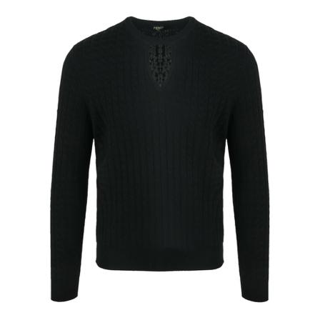 Fendi Round-neck Strik Sort, Herre Strik