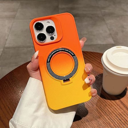 Gradient Color Magsafe- case kompatibelt med Iphone 15 Pro Max, mjukt Tpu- cover med magnetiskt osynligt stativ