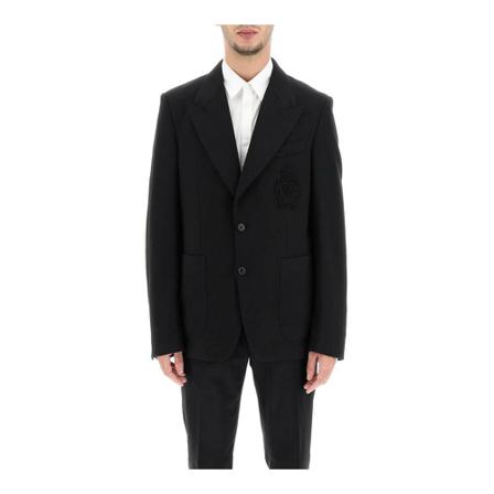 Dolce & Gabbana, Blazer with heraldic dg patch Zwart, Heren, Maat:M,Viscose