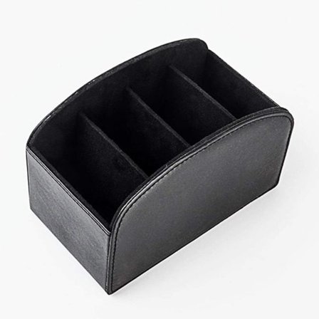 IC Retro Leather Series Stue Kontor Fjernkontrollboks Avslutning Skrivebord Oppbevaringsboks (svart)