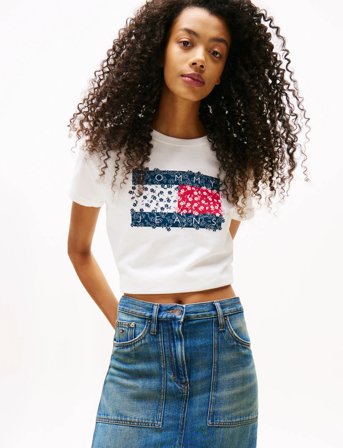 Tommy Jeans Tjw Reg Floral Flag Tee - White - XS
