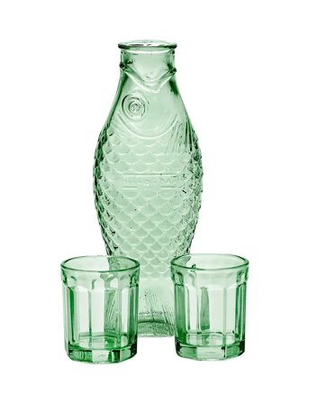 Serax Set Carafe + 2 Glasses M Blue Fish&Fish - Green - 85 CL