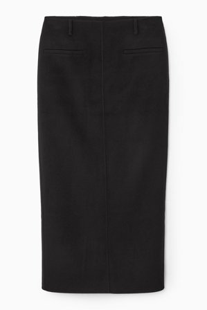 COS Women's Double-Faced Wool Column Maxi Skirt in Black