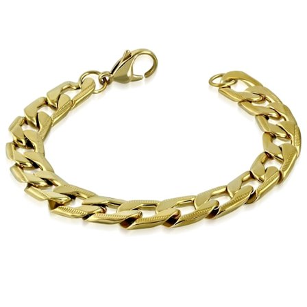 Herr Armband Pansarlänk Rostfritt stål 316L Guld Färg