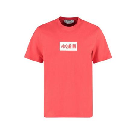 Msgm, T-shirt with Logo Rood, Heren, Maat:L,Katoen