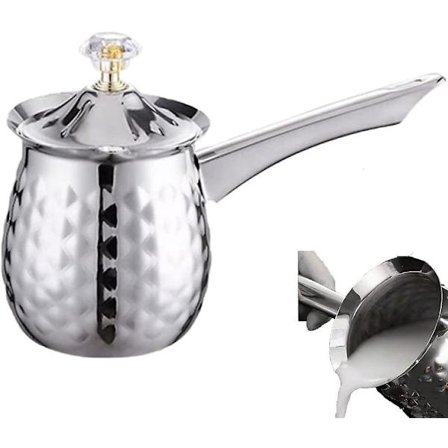 Tyrkisk Kaffe Potte Rustfrit Stål Langt Håndtag Cezve Kaffe Potte Mælk Smør Smeltekande 600 Sølv