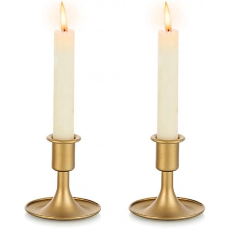 6-delars set - Ljusstake - Metall Ljusstake - Guld