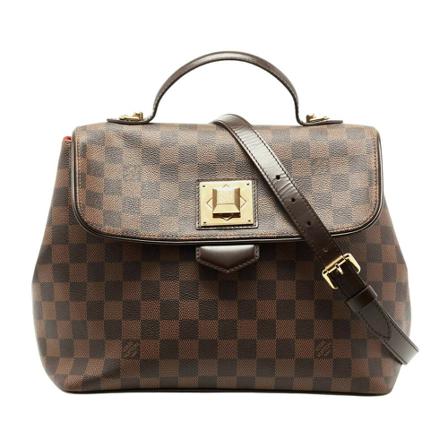 Louis Vuitton Vintage, Louis Vuitton Damier Ebene Canvas Bergamo MM Bag, Brun, Dame, Størrelse: ONE SIZE