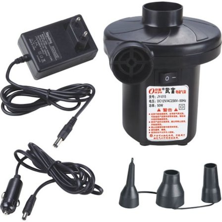 Elektrisk lavtrykkspumpe for oppblåsbart svømmebasseng, gjesteseng, oppblåsbar madrass, madrass, sofa, oppblåsbar madrass, bøye med 3 koblinger