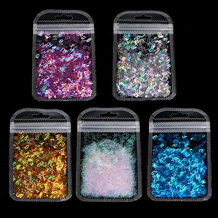 5 Farver Engelsk Alfabet Chunky Glitter Flager Resin Epoxy Glitter Glimmer