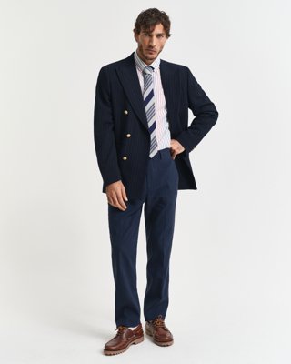 GANT - Slim fit dressbukser i bomullslin til herre evening blue