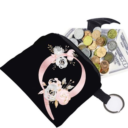 Canvas Initialer Mynt Kort Ficka Plånbok Pengahållare för Kvinnor Män Barn