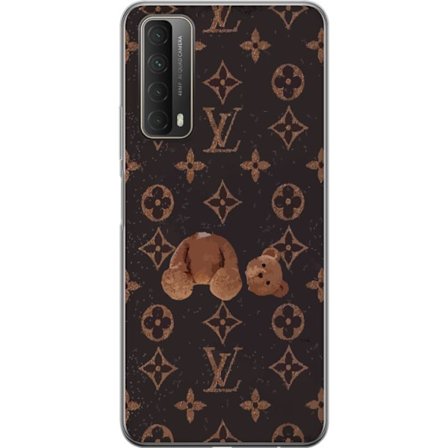 Kompatibel Mobilcover til Huawei Huawei P smart 2021 Luksuriøst monogrammønster med knust bamse i mørk modeæstetik