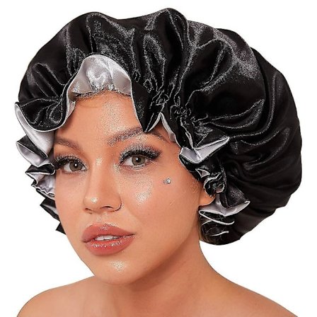 Silkebonnet til naturligt hår, bonnets til sorte kvinder, satinbonnet til langt hår til at sove i, stort silkehårindpakning til krøllet hårbonnet til 