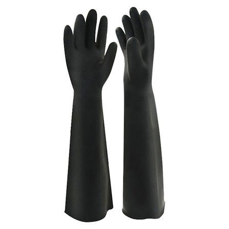 60CM Forlænget Latex Industrihandsker Syrebestandige Tykke Lange Sorte Gummihandsker (1 Par) af