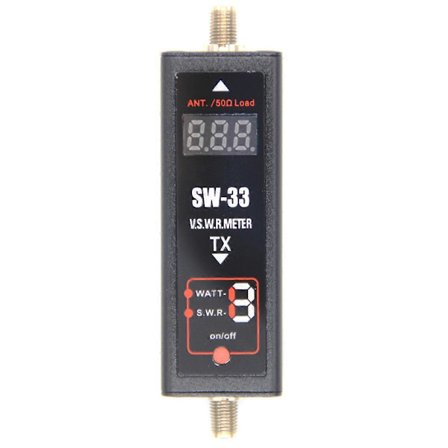 SW-33 Mini Effektmåler og SWR-måler VHF UHF 125-525Mhz for Toveisradioantenne Dummy Load Digital Teller