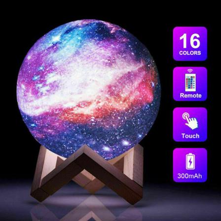 16 Färger 3d Månlampa Usb Led Nattljus Star Galaxy W/fjärrkontroll