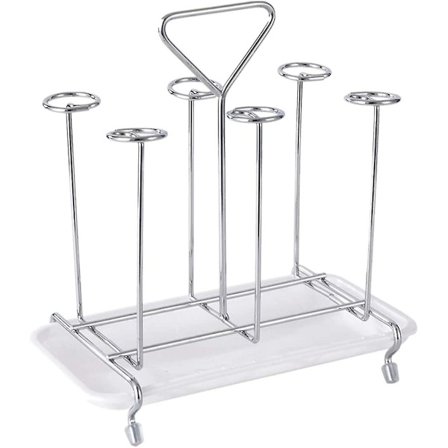RY-Flaskestativ Oppvaskstativ Flaskestativ Kopptørkestativ Holder 6 Kopper - Firkantet Form