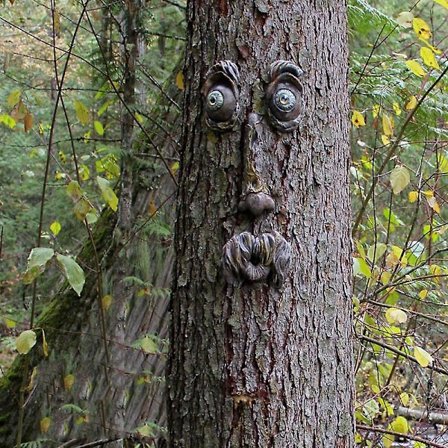 Træansigt Gammel Mand Træstamme Vejrbestandig Hængende Trædekoration Dekorativ Have