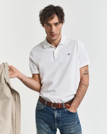 GANT Herren Regular Fit Piqué Poloshirt (L) Weiß