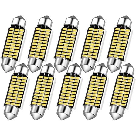 2024, LED-interiørbelysning til bil, 10 stk. bilinteriørbelysning, 36 mm pennlampe for interiørbil, 12 V LED-interiørbelysning, omgivelsesbelysning 