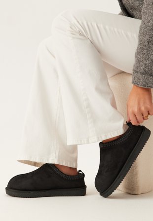 ONLY Onlstella Teddy Lined Slipper Black Detail:Black Vaatteet