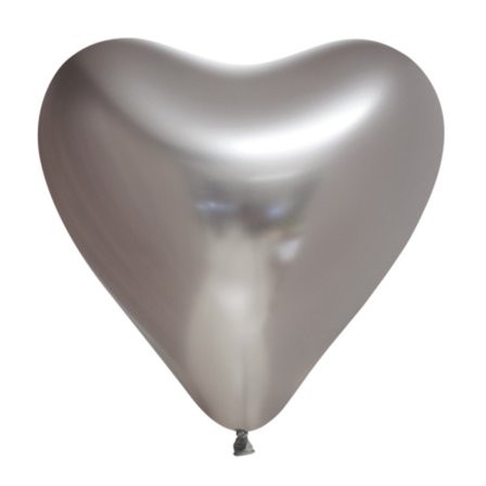 Chrome Mirror Hjärtballonger Silver 6-pack - Partyninja.se
