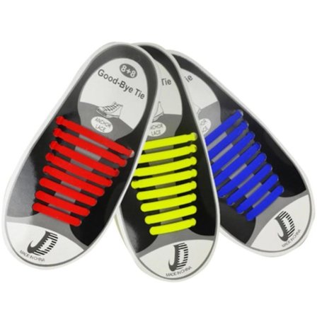 Lazy No-Tie skolisser - Silikon elastisk gummi - 8 par hull - Hvite