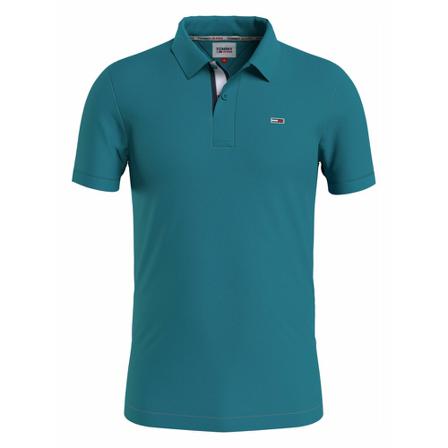 Tommy Jeans Polo- Solid Stretch S/S , Blauw , Heren , Maat: XL