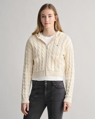 GANT - Teen Girls Shield Cropped Cable Knit Hettegenser med glidelås - Dame - 176