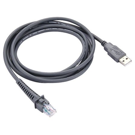 2m USB A Hane till RJ45 Skanner Seriell Datakabel för Symbol LS2208 / 2208AP / LS4278 (Grå)
