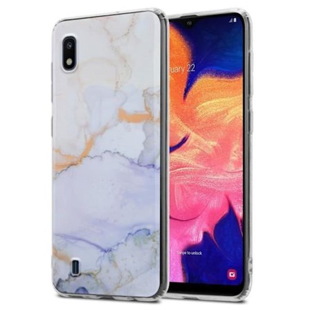 Coque för Samsung Galaxy A10 / M10 Hållare i Marmor Vit Lila Guld GM 09 Fodral Skydd i Silikon TPU Plånbok