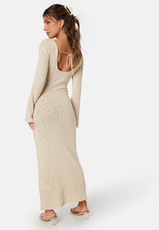 BUBBLEROOM Ayra Fine Knitted Maxi Dress Light beige Klær