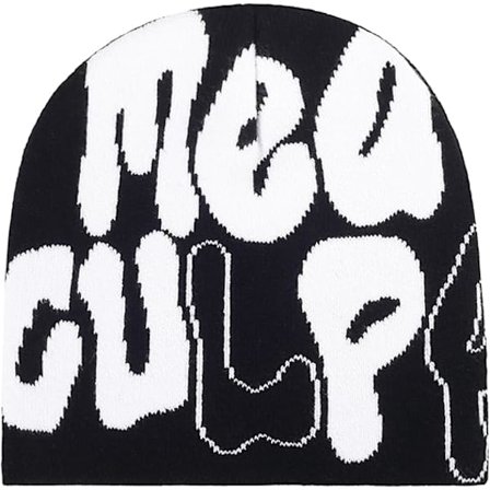 Hue kompatibel Kvinder Y2K Strikket Skull Cap MEA Culpa Hue Vinterhue Slouchy