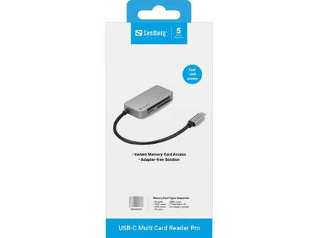 Sandberg USB-C Multi Card Reader Pro - kortleser - USB-C