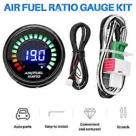 52mm Ilma-polttoainesuhteen mittari LED Digitaalinen näyttö kapeakaistaisella O2-happianturilla automittari 12V autolle